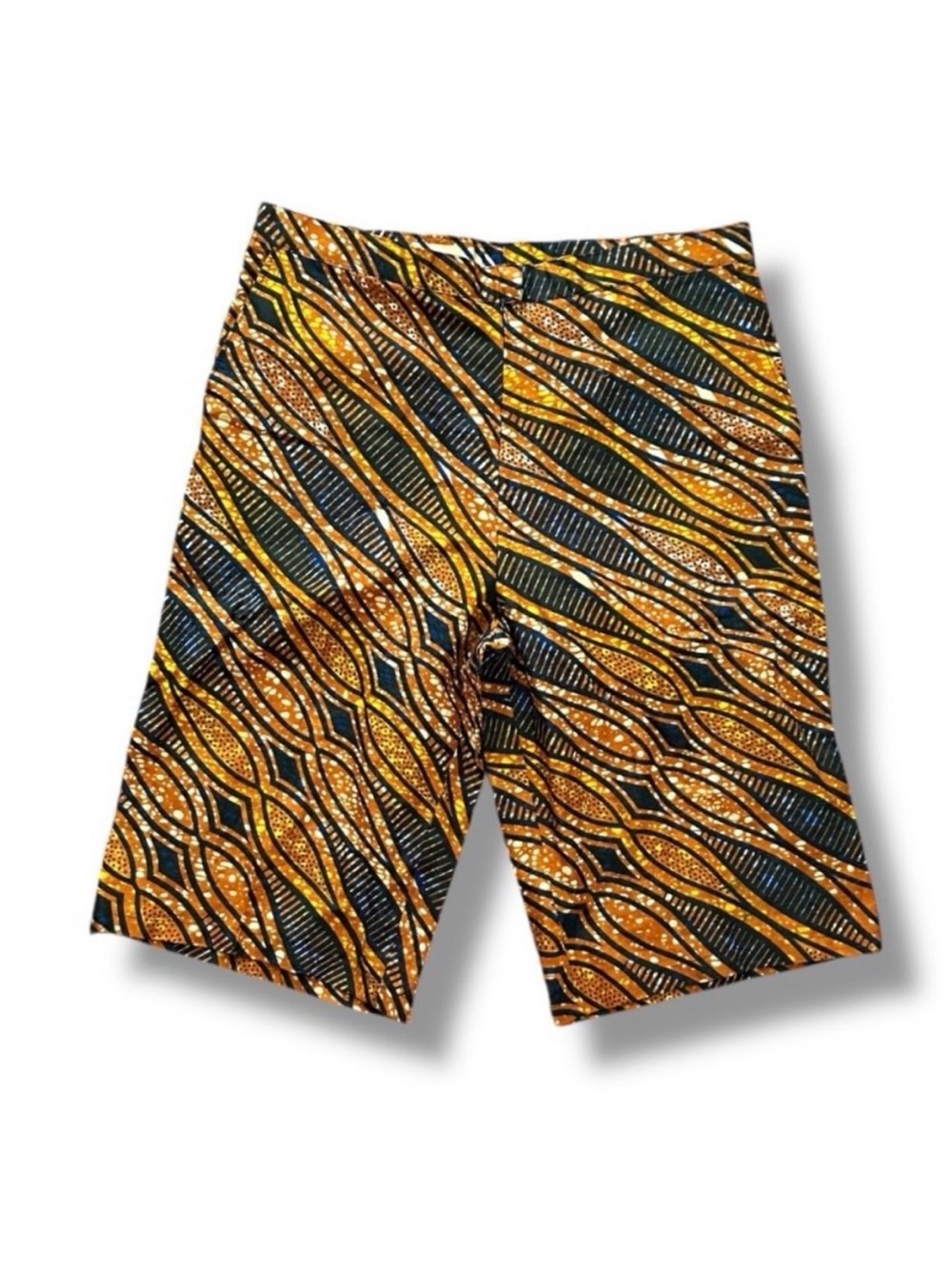 Handmade Ankara Vibrant Patterned Batik Flat Front Long Shorts Men's Size Large
